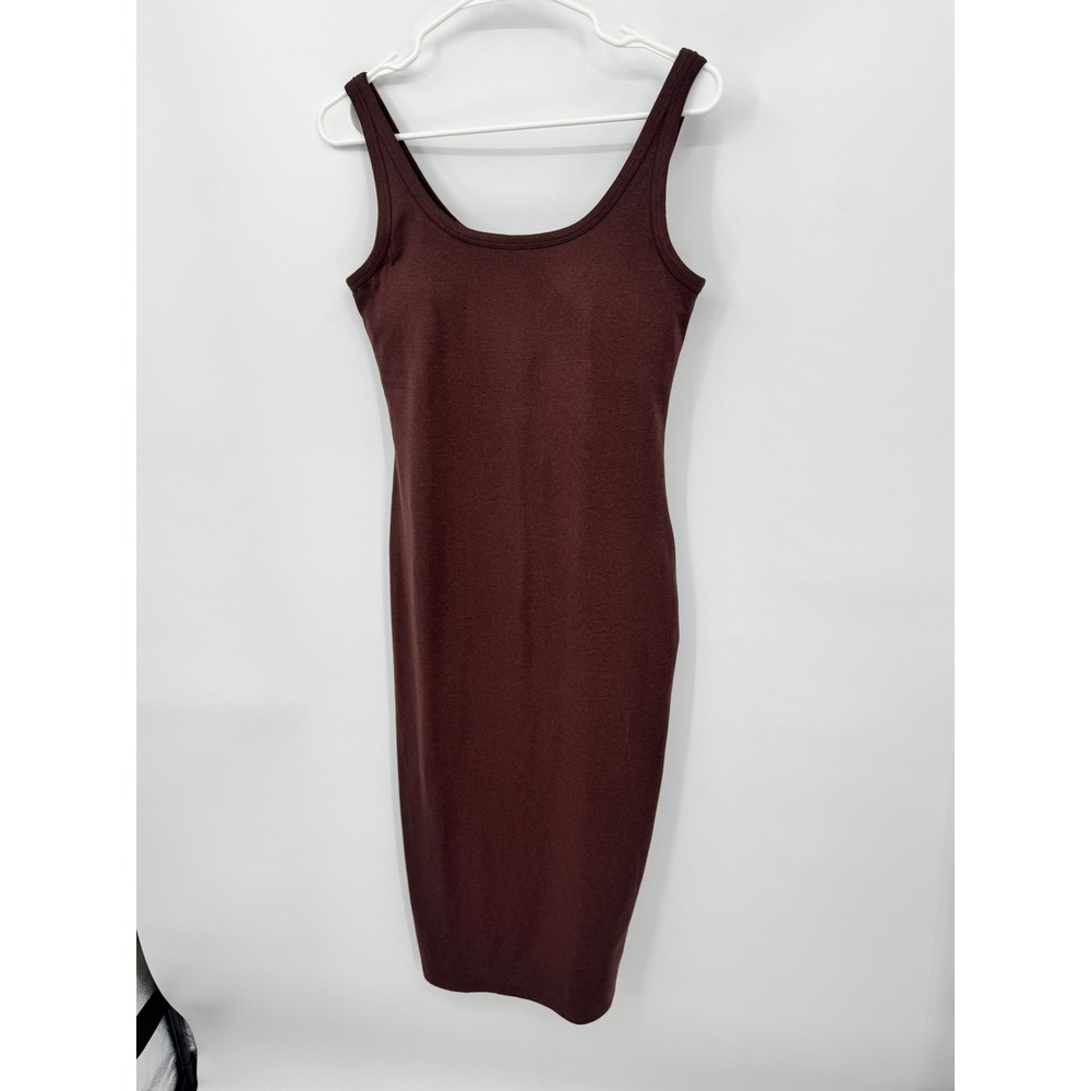 Vuori Halo Essential Dress Women M Brown DreamKnit Scoop Neck Slim Fit